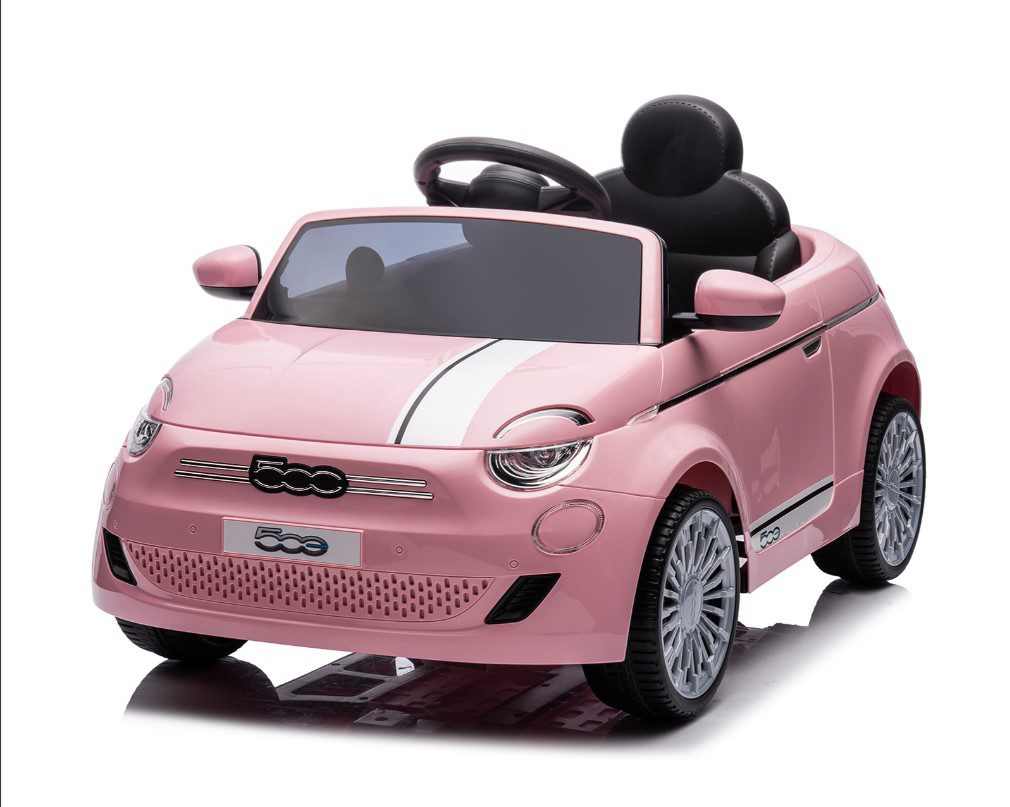 Elektrische auto Fiat 500 roze, met afstandsbediening